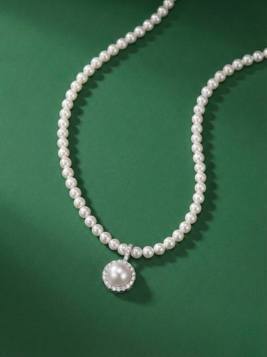 Elegant South Sea Cultured Pearl pendant with Freshwater Pearl in Sterling silver