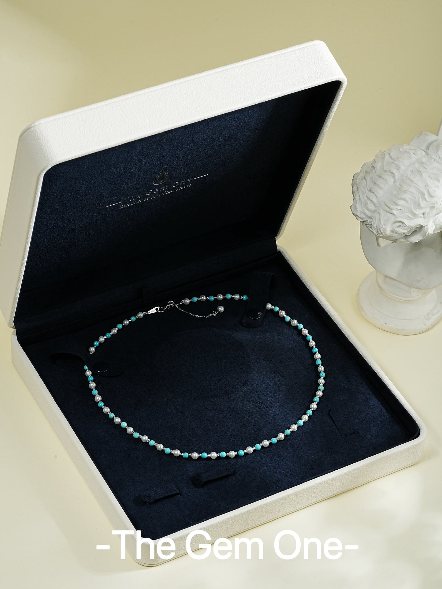 Lab-Created Turquoise with Freshwater Pearl Necklace