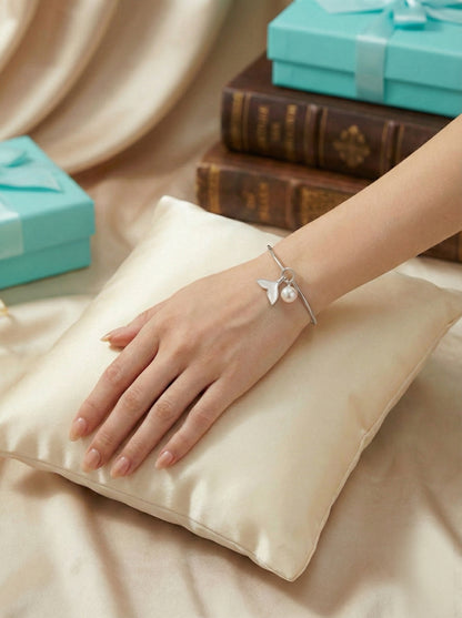 Whimsical Pearl and Sterling Silver Butterfly Bracelet