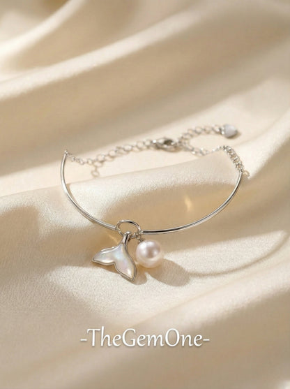 Whimsical Pearl and Sterling Silver Butterfly Bracelet