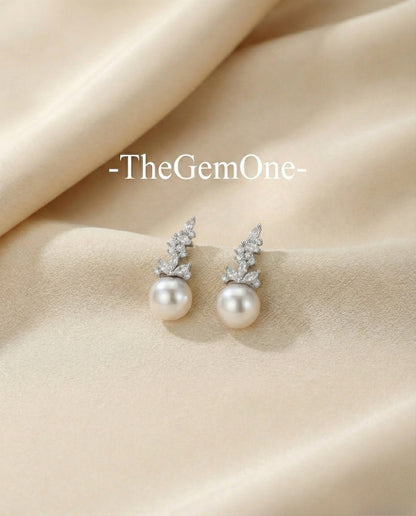 Elegant Freshwater Pearl Drop Earrings with Gold and Cubic Zirconia Accents