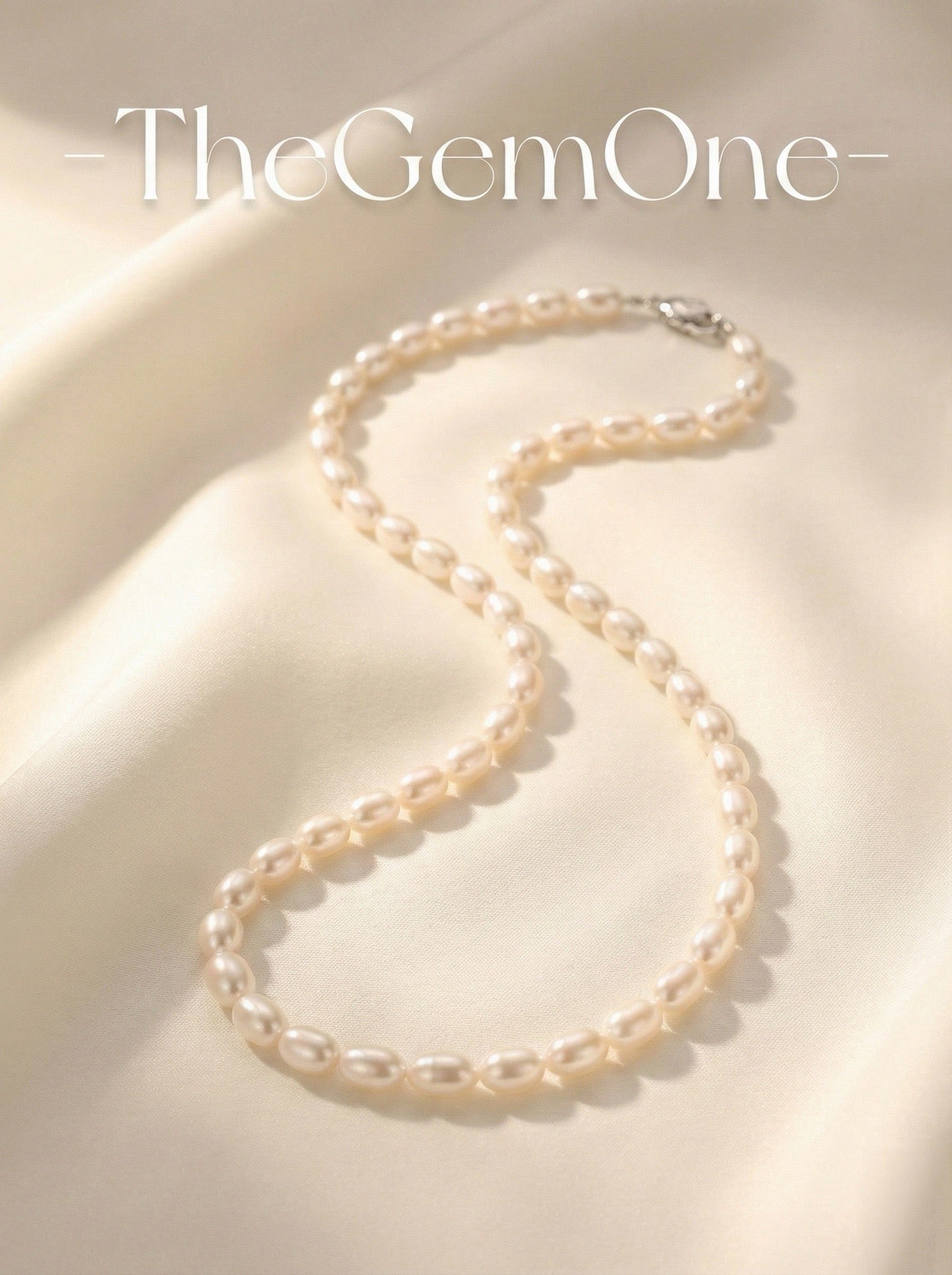 Elegant Freshwater Rice Pearl Necklace with Sterling Silver Clasp