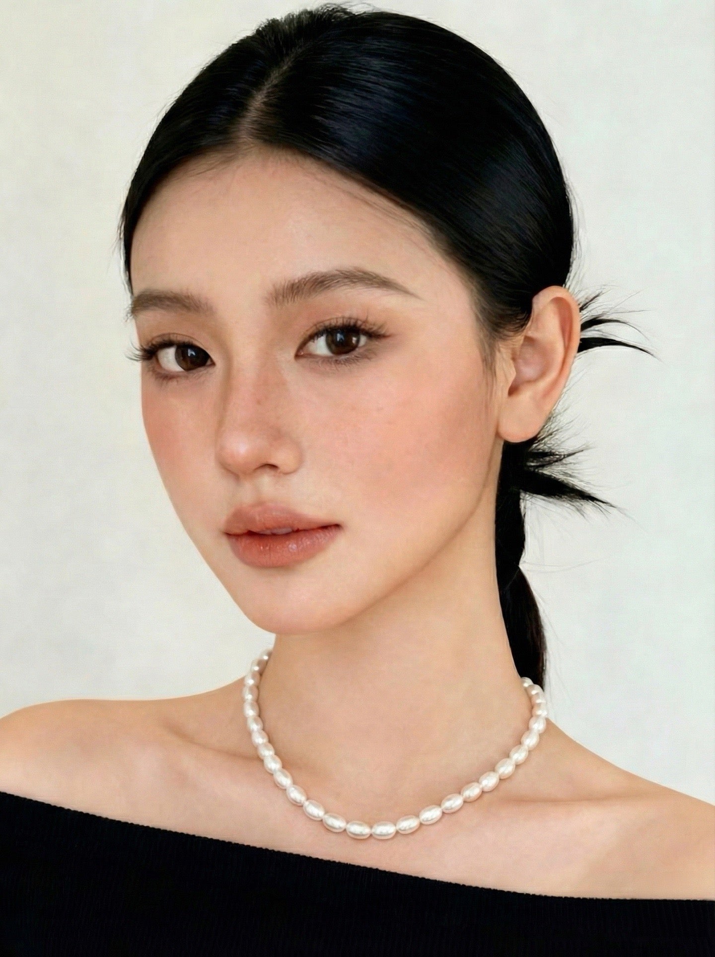 Elegant Freshwater Rice Pearl Necklace with Sterling Silver Clasp