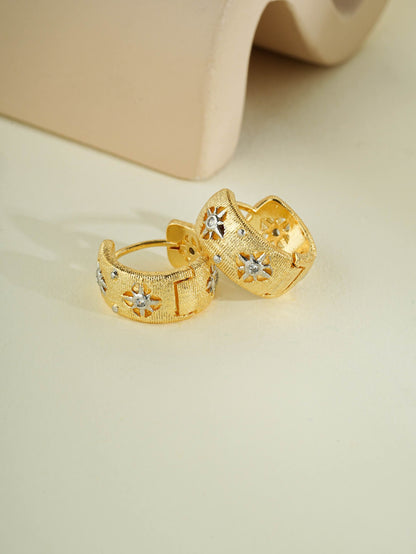 Roman Vintage Collection: Brushed Carved Gold Earrings