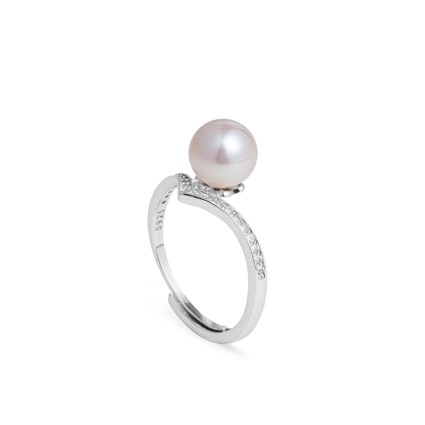 Sophisticated Pearl and Pavé Diamond Ring（gold/Silver)