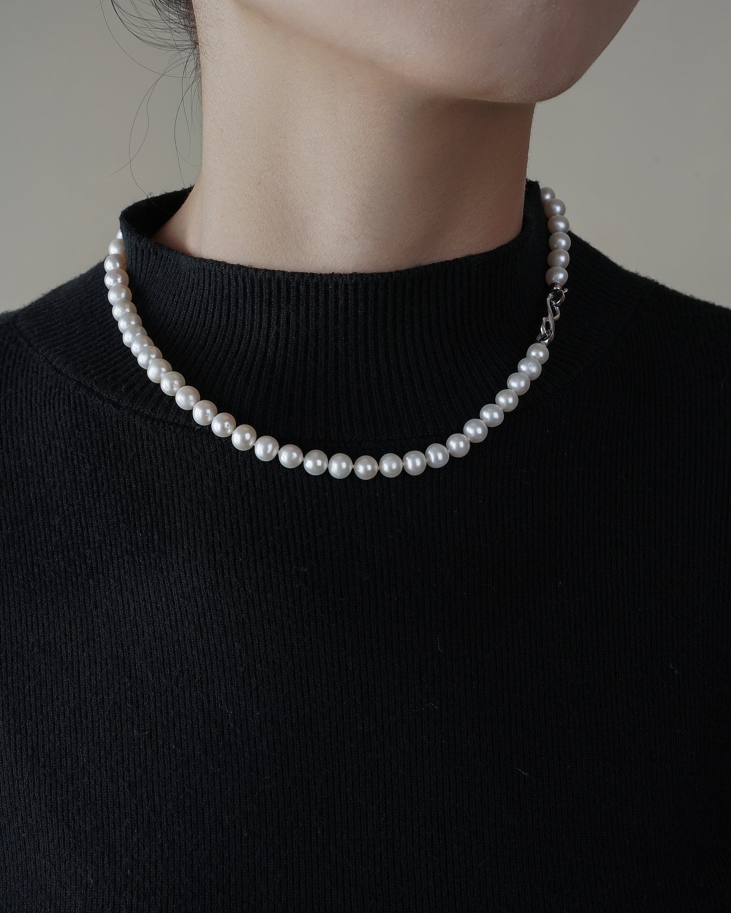 Luxurious Double-Strand Pearl Necklace with Sterling Silver Clasp
