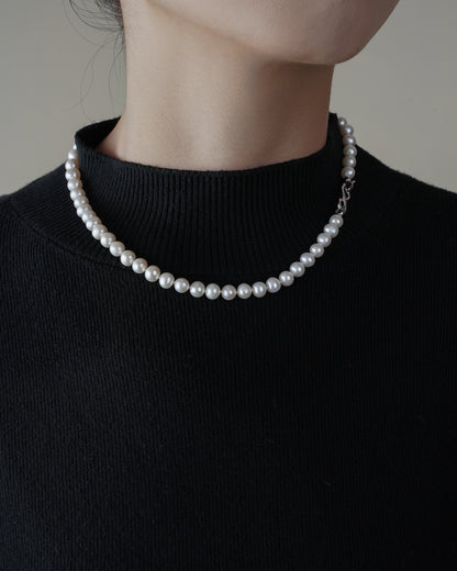 Luxurious Double-Strand Pearl Necklace with Sterling Silver Clasp