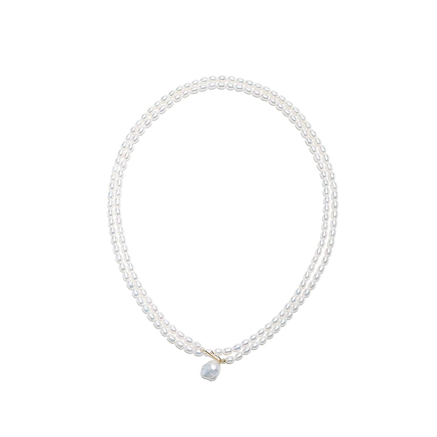 Classic Long Single Strand Pearl Necklace with Silver Clasp