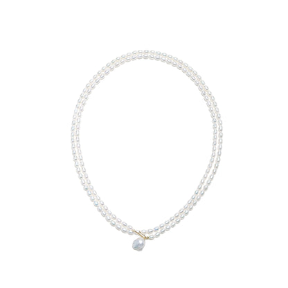 Classic Long Single Strand Pearl Necklace with Silver Clasp